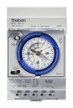Produktfoto 1 von Theben Analog SUL 181 DIN-Schienen-Zeitschaltuhr 230V ac, Stunden, 1-Kanal, DuoFix Feder, 96 Speicherplätze