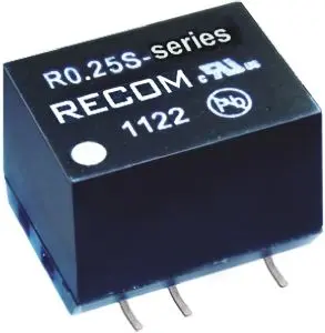 Produktfoto 1 von Recom R0.25S DC/DC Konverter, 12V dc OUT 21 mA Oberfläche 24V dc 1 kV dc 0.25 W -40 °C 100 °C