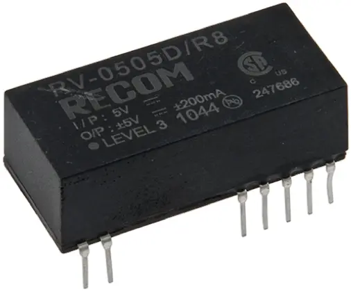 Recom RV DC/DC-Wandler 2W 5 V dc IN, 5V dc OUT / 400mA Durchsteckmontage 8kV dc isoliert