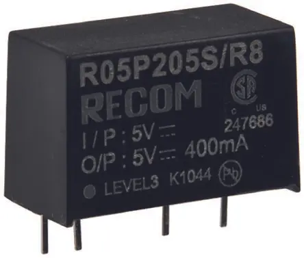 Recom R12P DC/DC Konverter, 12V dc OUT 167 mA Durchsteckmontage 13.2V dc 8 kV dc 2 W -40 °C 85 °C
