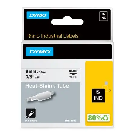 Produktfoto 1 von Dymo Beschriftungsband, Polyolefin Weiß, Ø 9 mm Schrumpfrate 3:01, Länge 1.5m