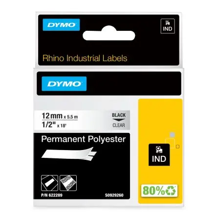 Produktfoto 1 von Dymo Beschriftungsband Schwarz für Rhino 4200, Rhino 5200, Rhino 6000 auf lichtdurchlässig 5.5 m 12 mm