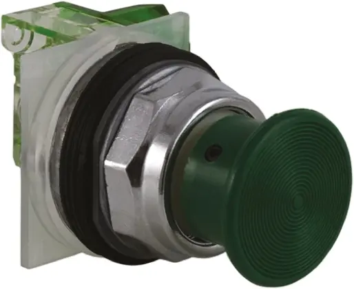 Produktfoto 1 von Schneider Electric Harmony 9001K Drucktastenkopf Ø 30 mm, Grün Tastend Rund Rund Metall, IP66