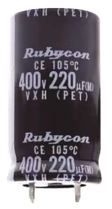 Produktfoto 1 von Rubycon VXH Snap-In Aluminium-Elektrolyt Kondensator 100μF ±20% / 450V dc, Ø 22mm x 25mm, bis 105°C