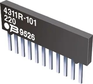 Produktfoto 1 von Bourns Serie 4300R Widerstands-Array ISOL, 5 x 1 kΩ, 1.25 W 2 %, Bauform SIP Lot