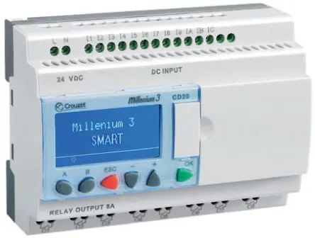Produktfoto 1 von Crouzet Millenium 3 Logikmodul, 12 Eing. Relais Ausg.Typ Digital Eing.Typ 24 V ac