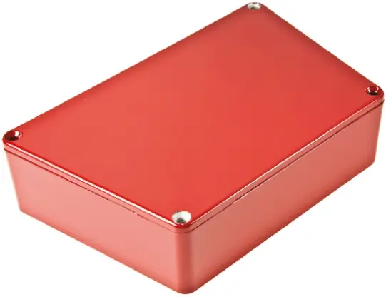 Produktfoto 1 von Hammond 1590; Gehäuse; Aluminiumdruckguss; Rot IP54 Breite 121.8 mm Höhe 39 mm Länge 95 mm