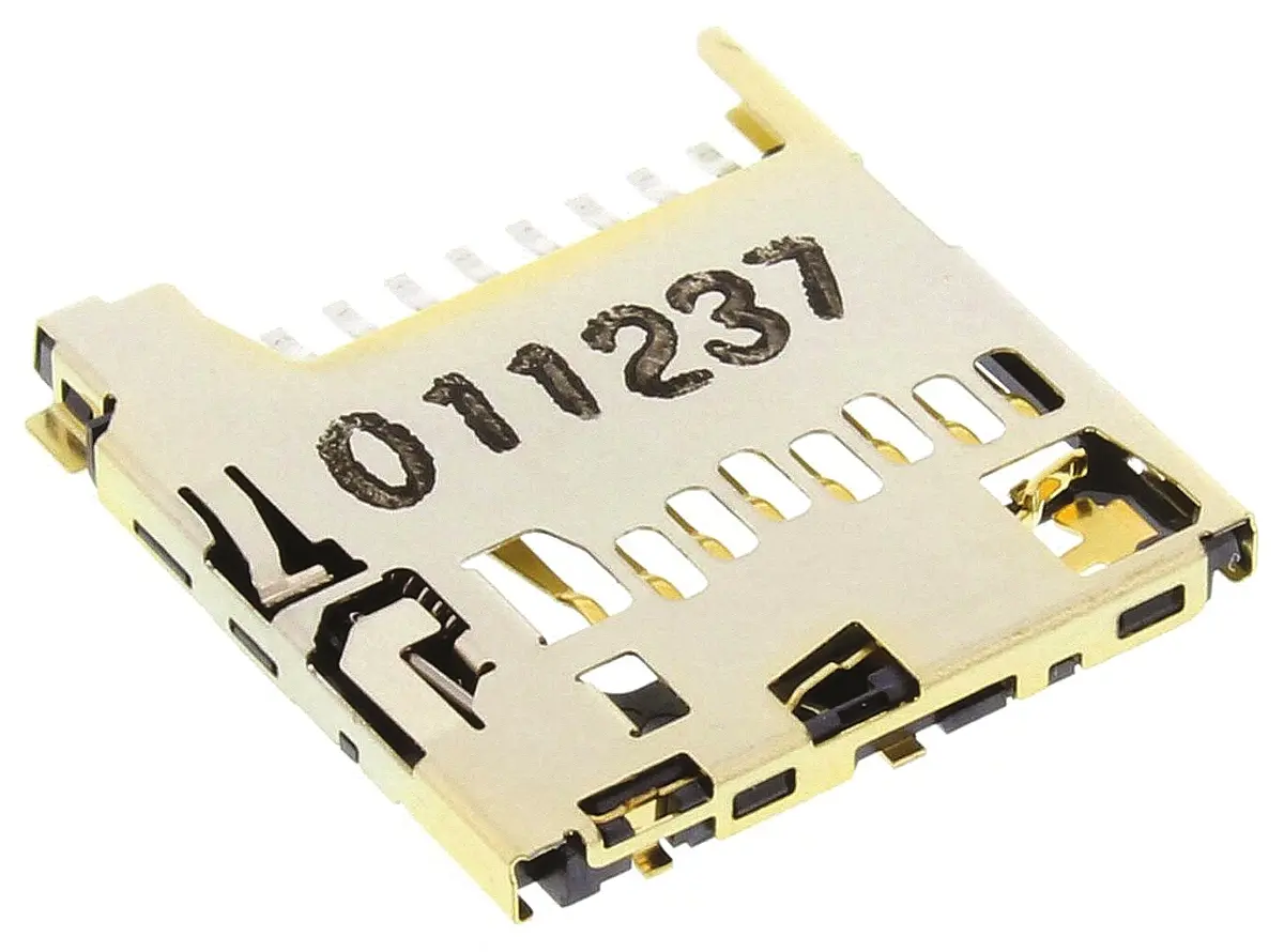 Produktfoto 1 von Molex 503398-1892 MicroSD, Gerade Steckverbinder für Speicherkarten Stecker, 8-polig / 1-reihig Lot, Raster 1.1 mm,