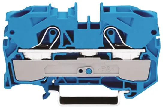 Produktfoto 1 von WAGO Anschlussklemmenblock für Durchkontaktierung 1 Blau, 10mm², 550V Zugfederklemme IECEx/ATEX