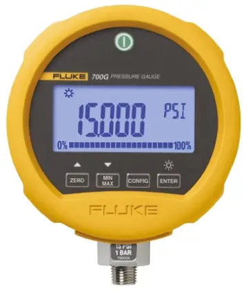 Fluke Druckmessgerät Digital -70mbar ±0.1%, Ø 114mm Guss ZnAl Gehäuse, ISO-kalibriert