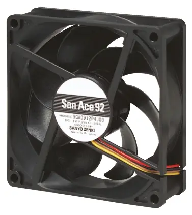 Produktfoto 1 von Sanyo Denki San Ace 9S DC-Axiallüfter, Kugellager, 12 V dc / 1.68W, 92 x 92 x 25mm, 2650U/min, 75.6m³/h