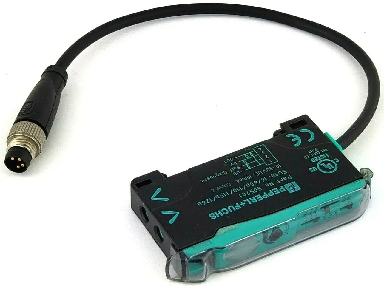 Produktfoto 1 von Pepperl + Fuchs Glas, Kunststoff PNP/NPN LWL-Sensor 450 mm PVC-Kabel 3 kHz IP50 160 μs 30 V dc LED