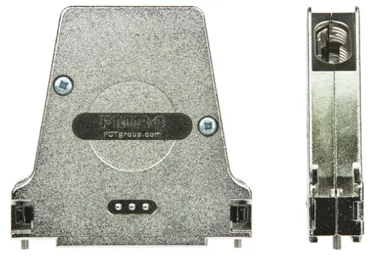 Produktfoto 1 von FCT from Molex FMR D-Sub-Gehäuse Abgewinkelt, 37-polig, D: D-Sub-Gehäuse Zugentlastung, Silber, Größe C, aus