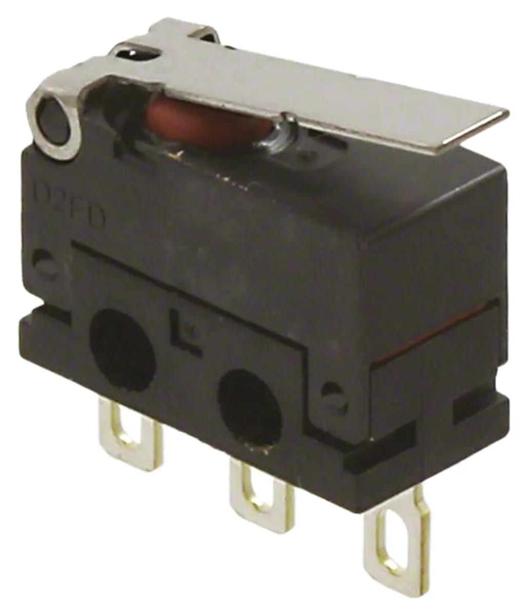 Produktfoto 1 von Omron Mikroschalter Scharnierhebel-Betätiger Lötöse, 1-poliger Wechsler, 30 V dc, 2A IP6X 0.65N -20 °C - 70 °C