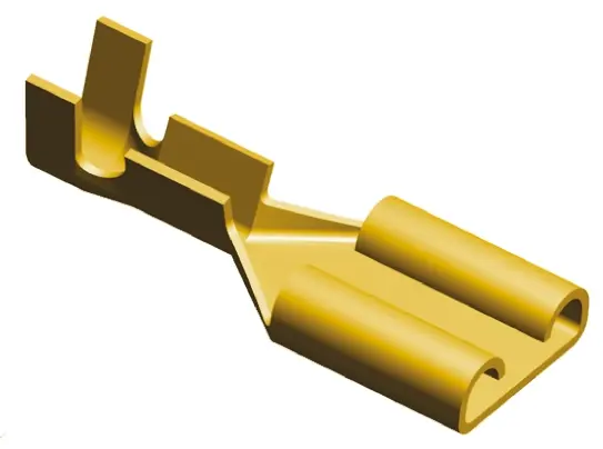 Produktfoto 1 von TE Connectivity FASTON .250 Flachsteckhülse, Gelb, Unisoliert, 6.35 x 0.81 mm, Buchse, 22 AWG min, 18 AWG