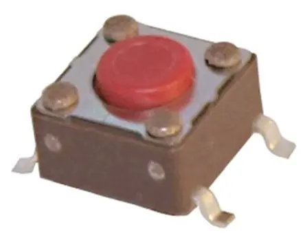 APEM Taster SPST Bolzen, Lötanschluss 50mA Tastend 4.3 mm Rot Oberfläche B. 6.2mm L. 6.2 mm