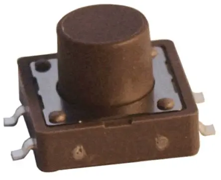 Produktfoto 1 von APEM Taster SPST Kappe, Lötanschluss 50mA Tastend Braun Oberfläche B. 6mm L. 6 mm