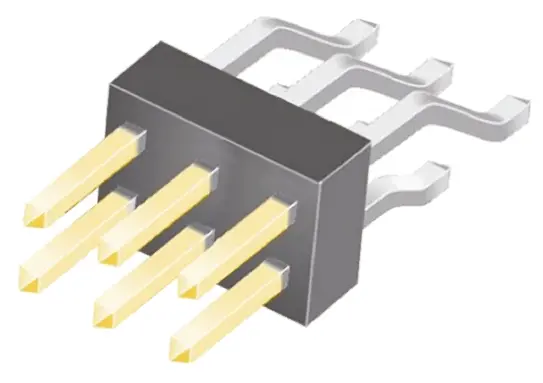 Produktfoto 1 von Samtec TSM Stiftleiste gewinkelt, 6-polig / 2-reihig, Raster 2.54 mm Raster Oberfläche, Platine-Platine, Kabel-Platine,
