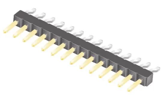 Produktfoto 1 von Samtec TSM Stiftleiste gewinkelt, 14-polig / 1-reihig, Raster 2.54 mm Raster Oberfläche, Platine-Platine, Kabel-Platine,