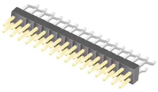 Produktfoto 1 von Samtec TSM Stiftleiste gewinkelt, 32-polig / 2-reihig, Raster 2.54 mm Raster Oberfläche, Platine-Platine, Kabel-Platine,