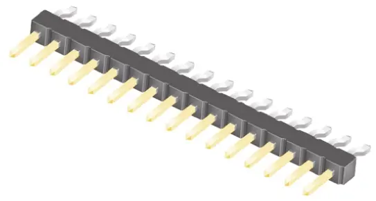 Produktfoto 1 von Samtec TSM Stiftleiste gewinkelt, 16-polig / 1-reihig, Raster 2.54 mm Raster Oberfläche, Platine-Platine, Kabel-Platine,