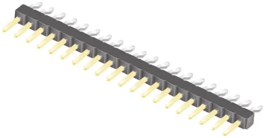 Produktfoto 1 von Samtec TSM Stiftleiste gewinkelt, 20-polig / 1-reihig, Raster 2.54 mm Raster Oberfläche, Platine-Platine, Kabel-Platine,