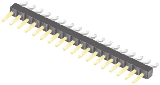 Produktfoto 1 von Samtec TSM Stiftleiste gewinkelt, 18-polig / 1-reihig, Raster 2.54 mm Raster Oberfläche, Platine-Platine, Kabel-Platine,