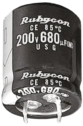 Produktfoto 1 von Rubycon USG Snap-In Aluminium-Elektrolyt Kondensator 2200μF ±20% / 200V dc, Ø 35mm x 40mm, +85°C