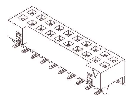 Produktfoto 1 von Samtec S2M Leiterplattenbuchse Gerade Oberfläche 10-polig / 2-reihig, Raster 2 mm Lot