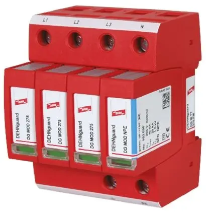 Produktfoto 1 von Dehn DG Überspannungsschutz Modul Arrester Typ 2 40 kA 275V ac, DIN-Hutschiene, -40 °C→80 °C
