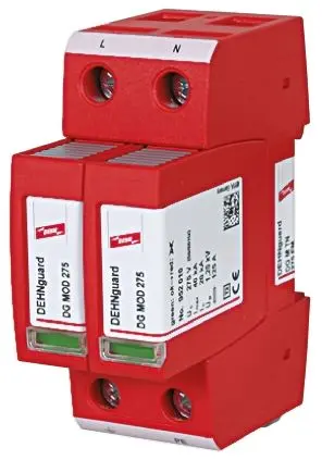 Produktfoto 1 von Dehn DG Überspannungsableiter Arrester Typ 2 40 kA 275V ac, DIN-Hutschiene, -40 °C→80 °C