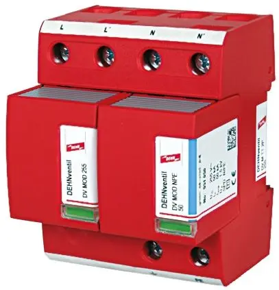 Dehn DV Überspannungsschutz Modul Überspannungsableiter 50 kA 255V ac, DIN-Hutschiene, -40 °C→60 °C