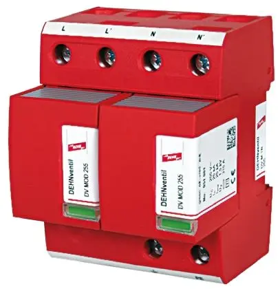 Produktfoto 1 von Dehn DV Überspannungsschutz Modul Überspannungsableiter 50 kA 255V ac, DIN-Hutschiene, -40 °C→60 °C