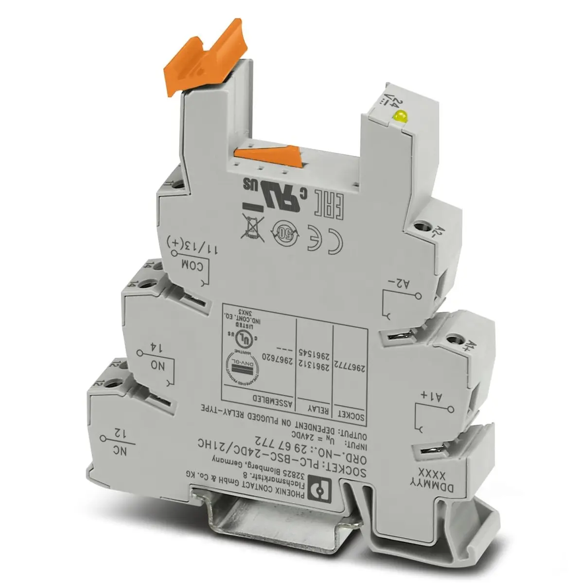 Produktfoto 1 von Phoenix Contact Relaissockel zur Verwendung mit Serie PLC PLC-BSC, 1 -Kontakt , DIN-Schienen, 24V ac/dc