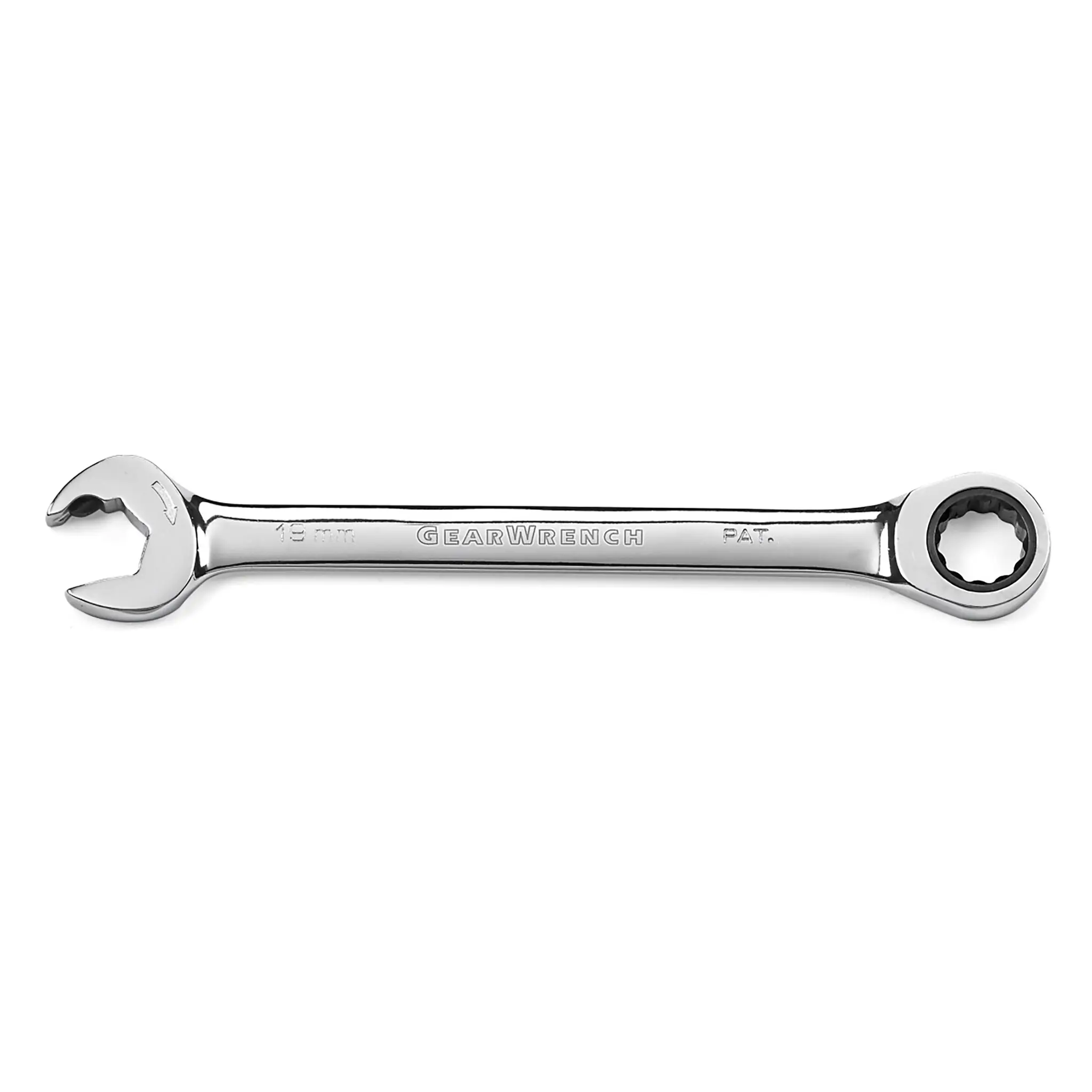 Produktfoto 1 von GearWrench Gabel‑Ring Ratschenschlüssel Chrom 19 mm Legierungsstahl Schließer (NO), Länge 9.8 in