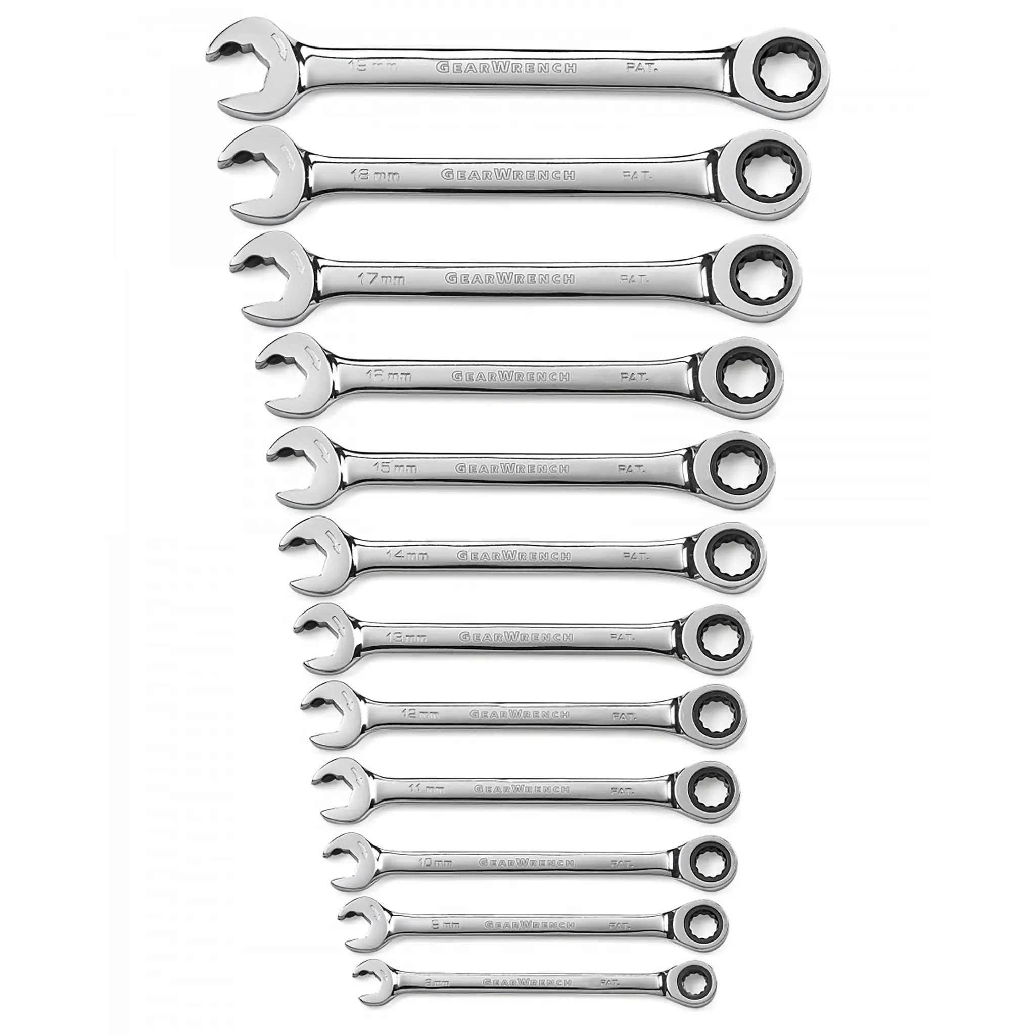 Produktfoto 1 von GearWrench Schraubenschlüsselsatz Ratschenschlüsselsatz Legierungsstahl, 12-teilig 8 to 19 mm