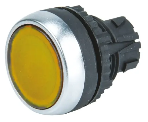 Produktfoto 1 von BACO BACO Drucktastenkopf Ø 22mm, Gelb mit Federrückstellung Rund Kunststoff, IP66