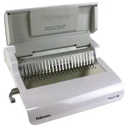 Produktfoto 1 von Fellowes Plastikkamm Bindemaschine Pulsar E-300, 300 Blätter Grau, Stanz 20 Blätter 9.5 kg H. 130 mm T. 388 mm B. 432mm