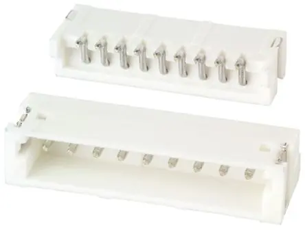Produktfoto 1 von JST ZH Leiterplattenleiste gewinkelt, 9-polig / 1-reihig, Raster 1.5 mm Raster Oberfläche, Kabel-Platine, Ummantelt
