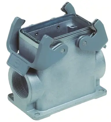 Produktfoto 1 von HARTING Han EMC Gehäuse für robusten Stromversorgungsstecker 2 Hebel 2, Oberfläche 10B Anbaugehäuse, IP65