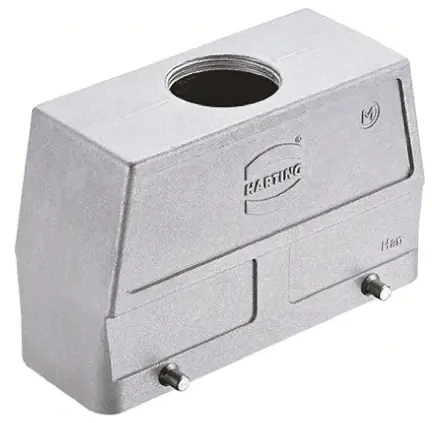 HARTING Han EMC Kappe für robusten Stromversorgungsstecker 2 Hebel 2, Einbaumontage 24B Steckverbinderkappe, IP65
