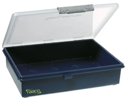Produktfoto 1 von Raaco Kleinteilebox, Polypropylen Blau Verstellbare Fächer, 56 mm x 241 mm x 195 mm