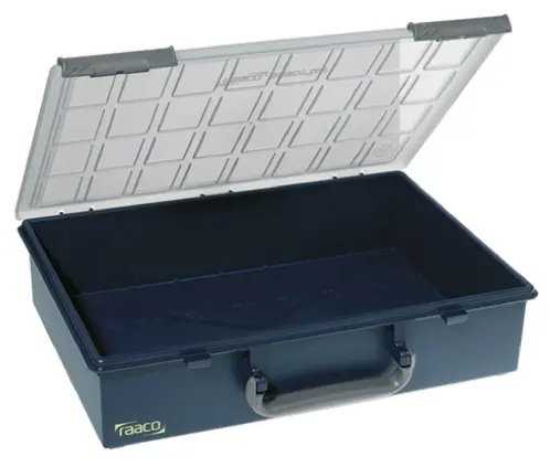 Produktfoto 1 von Raaco Kleinteilebox, Polypropylen Blau Verstellbare Fächer, 78 mm x 338 mm x 261 mm