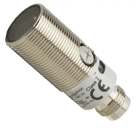 Produktfoto 1 von Omron E3F zylindrisch Optischer Sensor, Hintergrundunterdrückung, Bereich 100 mm, PNP Ausgang, 4-poliger
