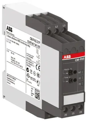 Produktfoto 1 von ABB CM-PAS Überwachungsrelais 3-phasig, 2-poliger Umschalter DIN-Hutschiene