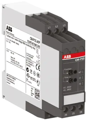 Produktfoto 1 von ABB CM-PSS Überwachungsrelais, für Phase, Spannung 342 → 418V ac 3-phasig, 2-poliger Wechsler Überspannung,