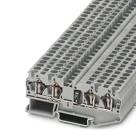 Phoenix Contact ST 4-QUATTRO-DIO 1N 5408/L-R Anschlussklemmenblock DIN-Schiene 1 Grau, 0.08mm², 6 mm², 800V ZUGFEDER