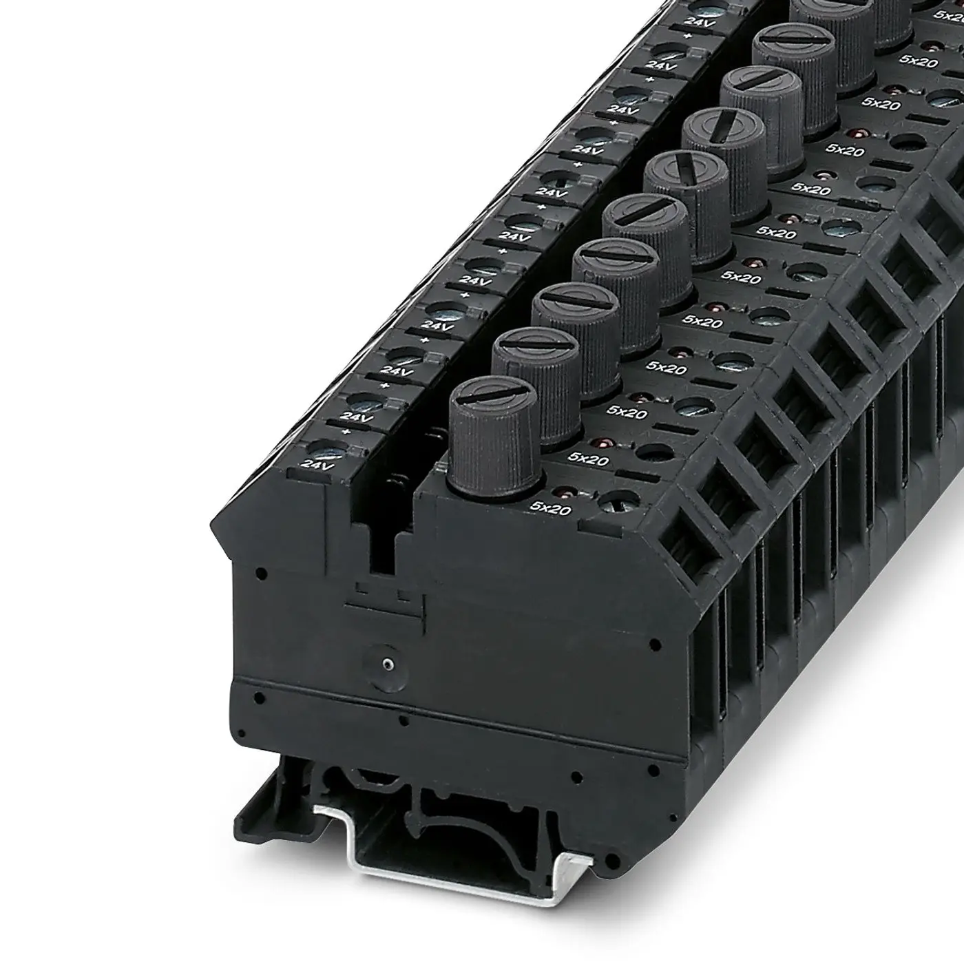 Produktfoto 1 von Phoenix Contact UK 10-DREHSILED 24 (5X20) Reihenklemme mit Sicherungshalter Einfach Schwarz, 800 V / 10A,