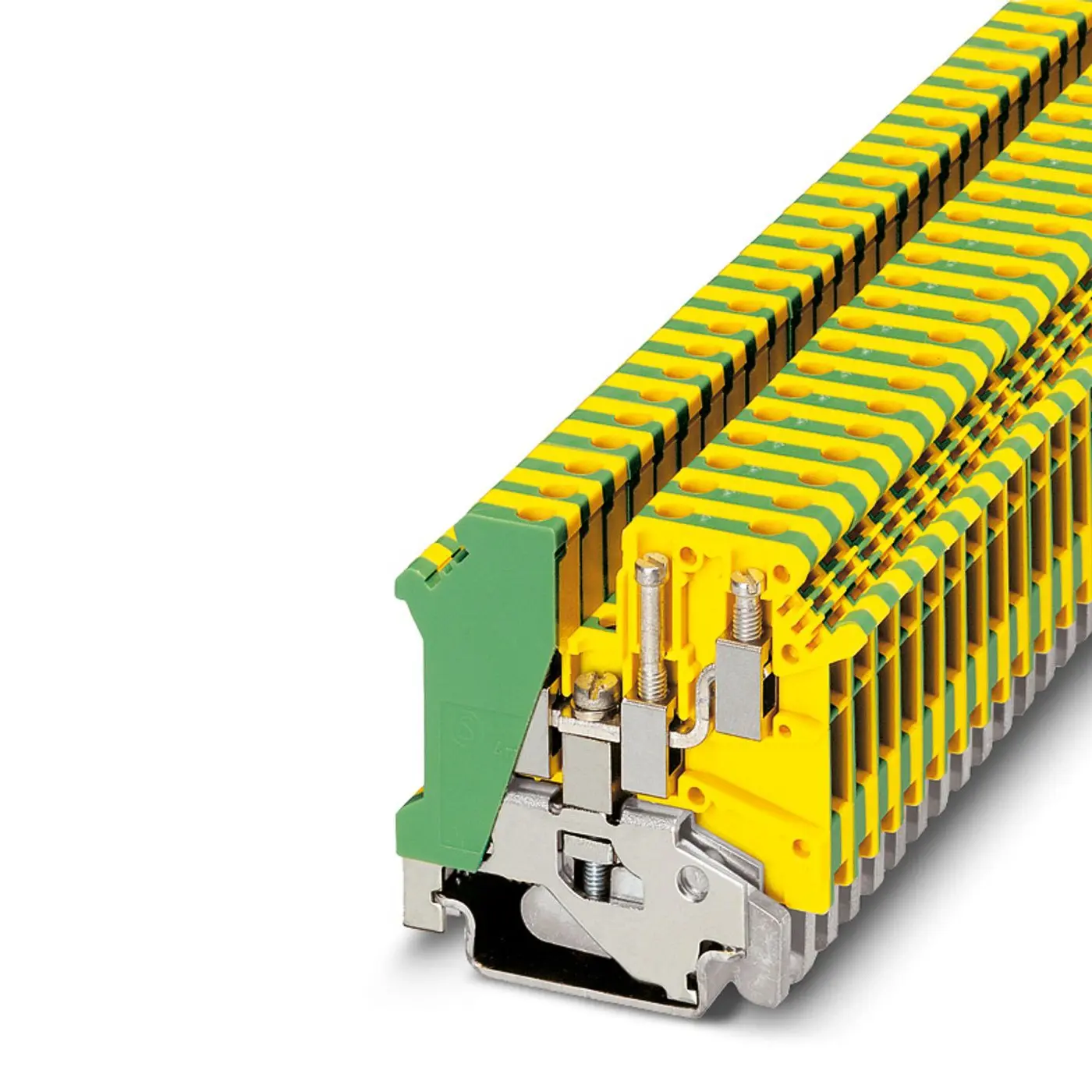 Produktfoto 1 von Phoenix Contact UK 5-TWIN-PE Schutzleiterklemme 2 Grün, Gelb, 0.2mm², 4 mm², 500V Schraubbefestigung