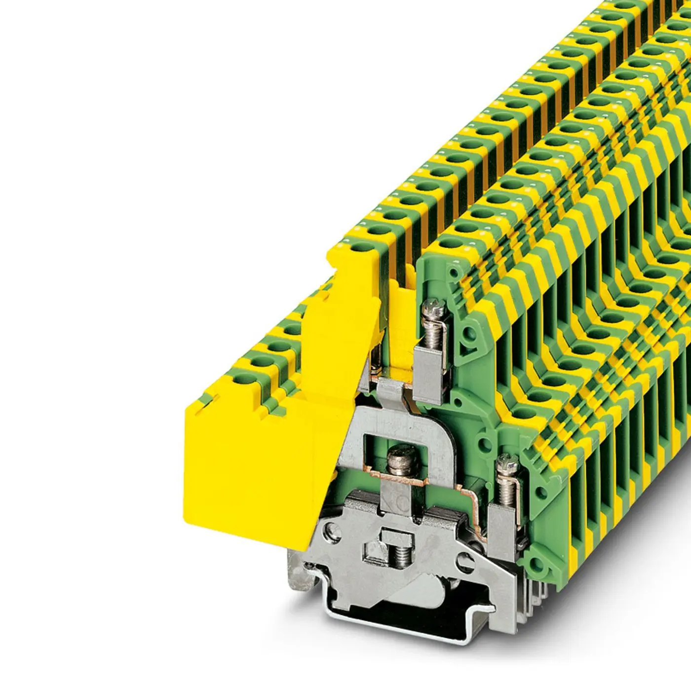 Produktfoto 1 von Phoenix Contact UKKB 5-PE Schutzleiterklemme 2 Grün, Gelb, 0.2mm², 4 mm², 600V Schraubbefestigung